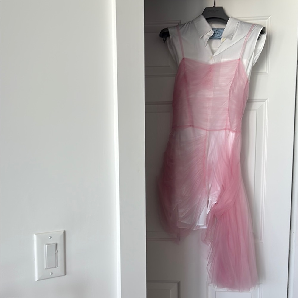 Prada Asymmetrical Dress in Pink and White